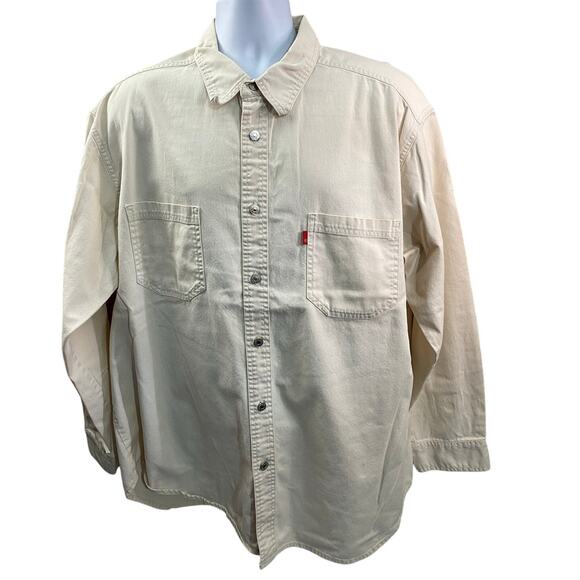 Vintage Levi’s Beige Button-Up Shirt – Long Sleeve – Size 2XL –26x32 – - Picture 1 of 9